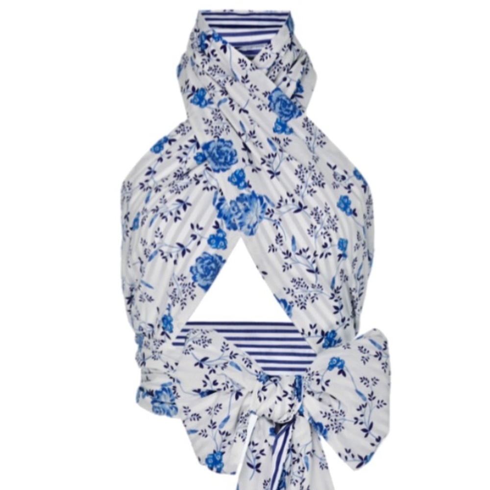 MDS Stripes Everything Scarf Reversible Cotton In Floral NWT~Convertible~Rare
